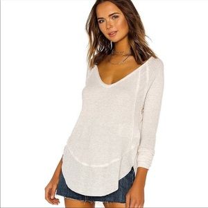 Free People We the Free top Catalina v-neck thermal waffle top 4632